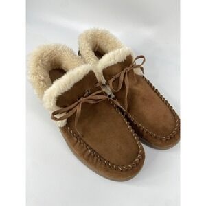 Orthofeet Mens Slipper Shoes 11 E Wide Orthopedic Brown Faux Fur Tuscany Comfort